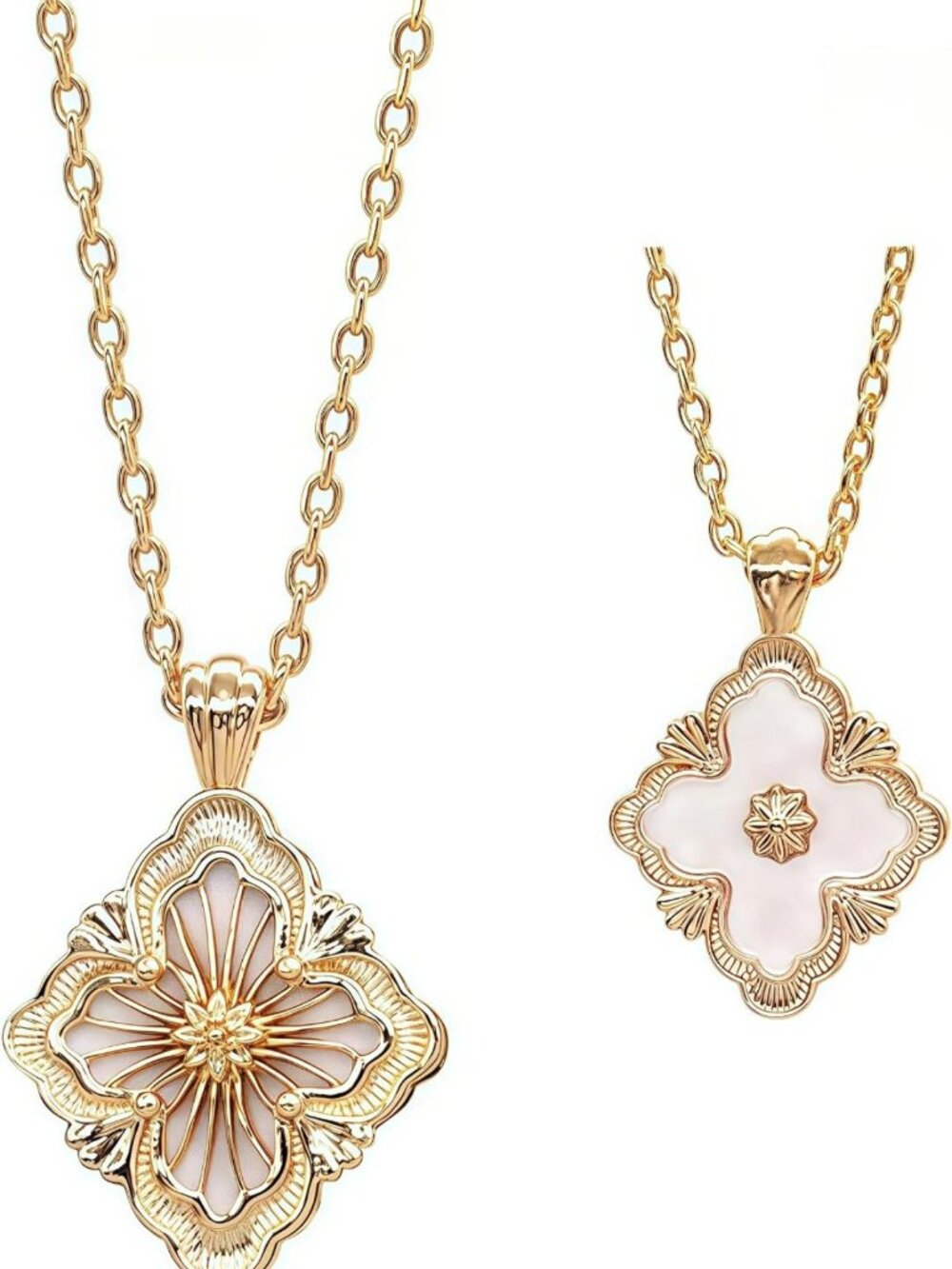 Stunning Gold Clover Necklace for Women, 18K Gold-Plated Natural Stone Pendant